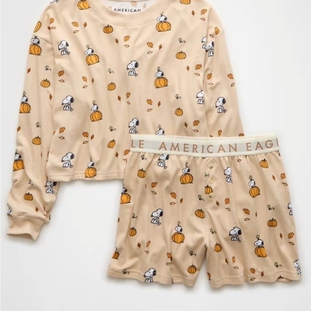 Medium American eagle (AE) peanuts snoopy pumpkin fall pjs - Picture 2 of 3